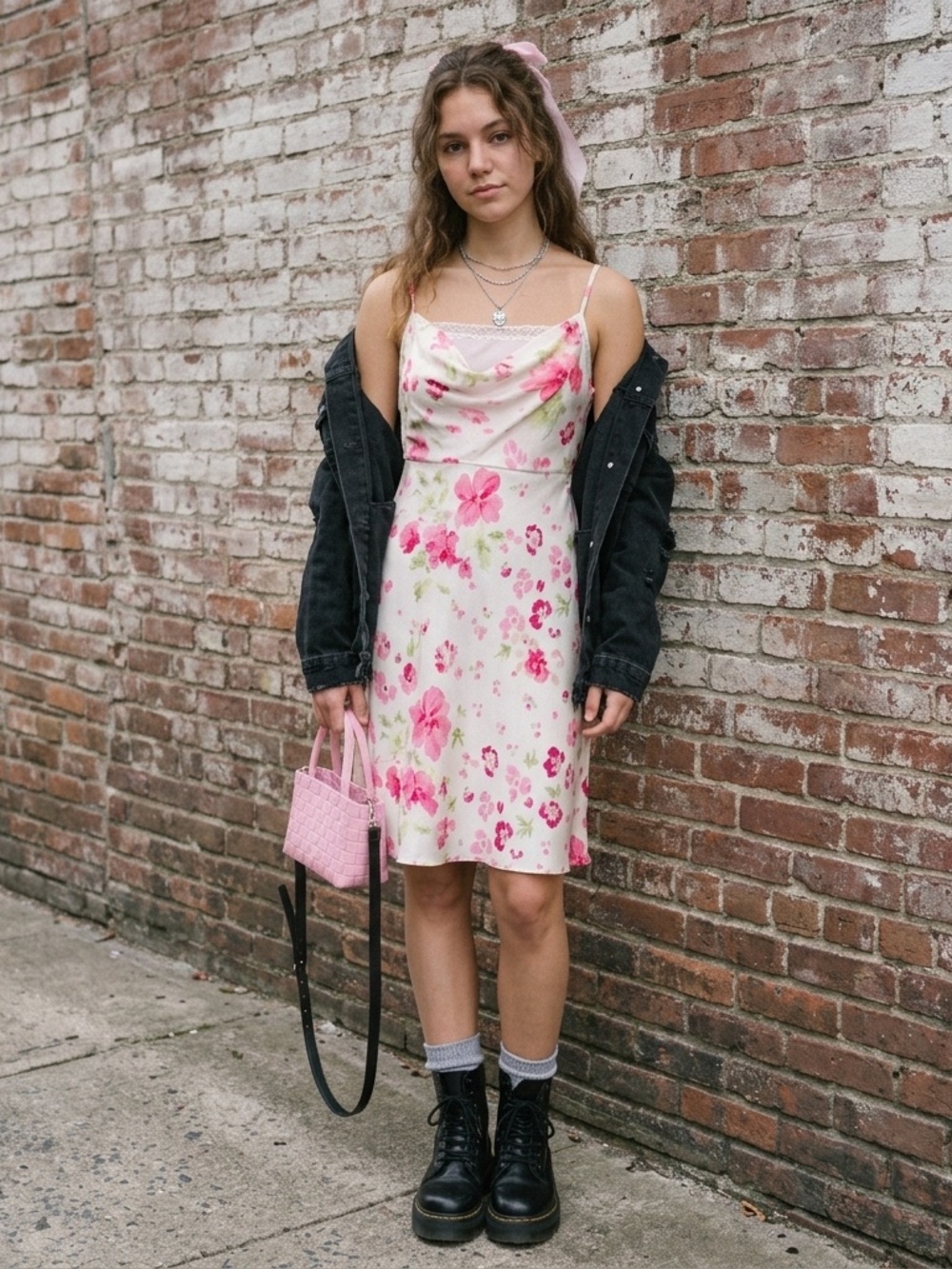 Y2K Floral Satin Slip Dress XL Cowl Neck Lace Trim Coquette Fairycore Mini